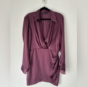 Zara Deep Drape Satin dress